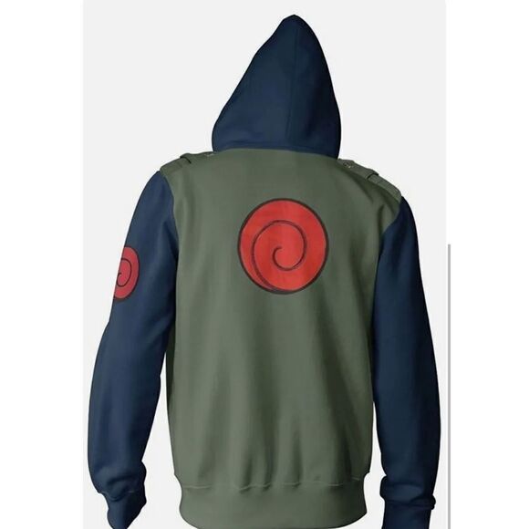 Naruto Shippuden Kakashi cosplay military fleece zip up hoodie sweatshirt S/S - Picture 5 of 11